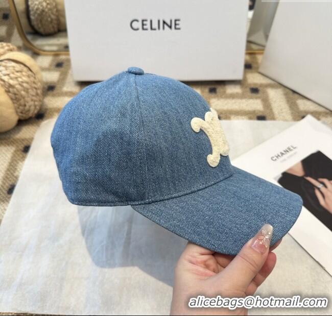 Buy Fashionable Celine Denim Baseball Hat C103105 Blue 2025