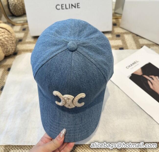 Buy Fashionable Celine Denim Baseball Hat C103105 Blue 2025