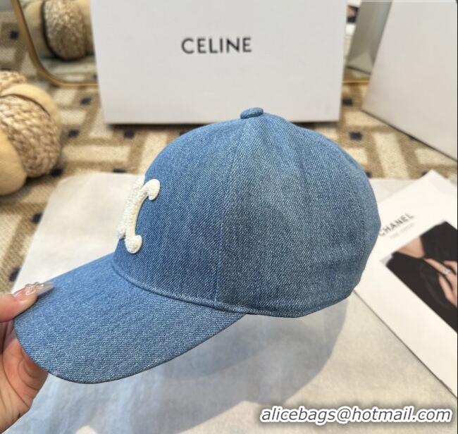 Buy Fashionable Celine Denim Baseball Hat C103105 Blue 2025