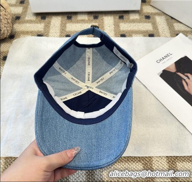 Buy Fashionable Celine Denim Baseball Hat C103105 Blue 2025