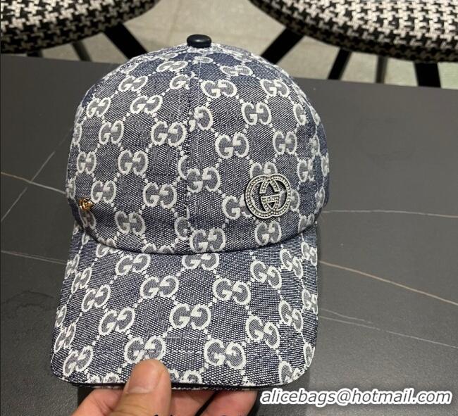 Buy Fashionable Gucci GG Canvas Baseball Hat with Strass GG111103 Dark Blue 2025