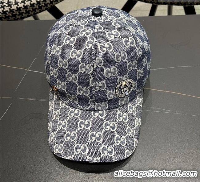 Buy Fashionable Gucci GG Canvas Baseball Hat with Strass GG111103 Dark Blue 2025