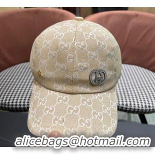Good Product Gucci GG Canvas Baseball Hat with Strass GG111103 Beige 2025