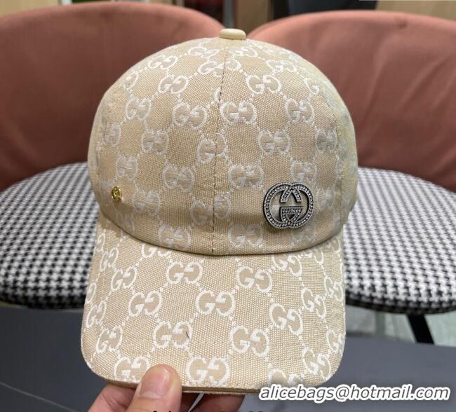Good Product Gucci GG Canvas Baseball Hat with Strass GG111103 Beige 2025
