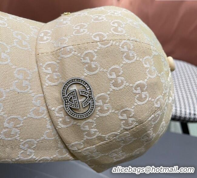 Good Product Gucci GG Canvas Baseball Hat with Strass GG111103 Beige 2025