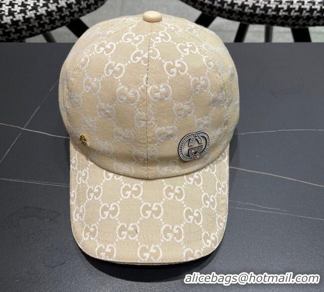 Good Product Gucci GG Canvas Baseball Hat with Strass GG111103 Beige 2025