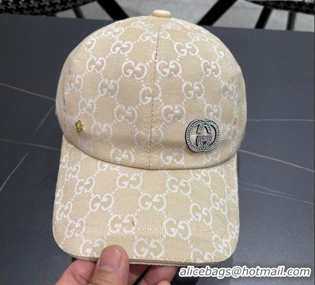 Good Product Gucci GG Canvas Baseball Hat with Strass GG111103 Beige 2025