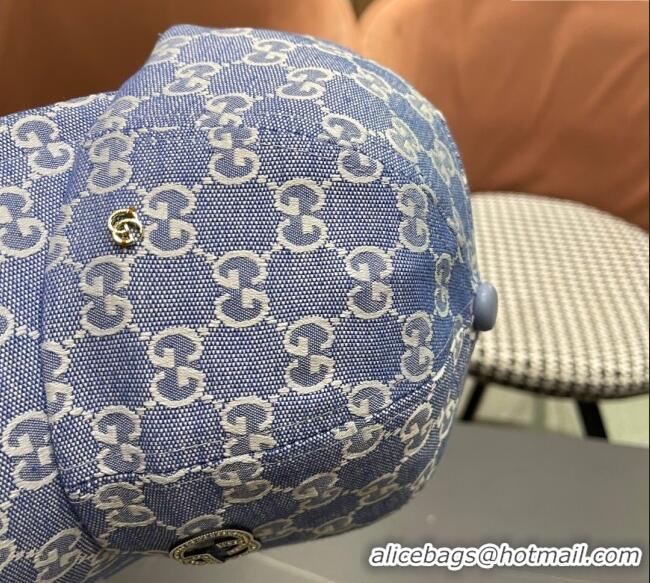 Best Quality Gucci GG Canvas Baseball Hat with Strass GG111103 Light Blue 2025