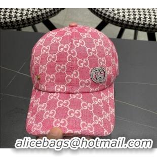 Famous Brand Gucci GG Canvas Baseball Hat with Strass GG111103 Pink 2025
