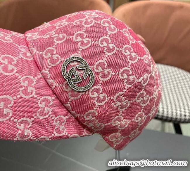 Famous Brand Gucci GG Canvas Baseball Hat with Strass GG111103 Pink 2025