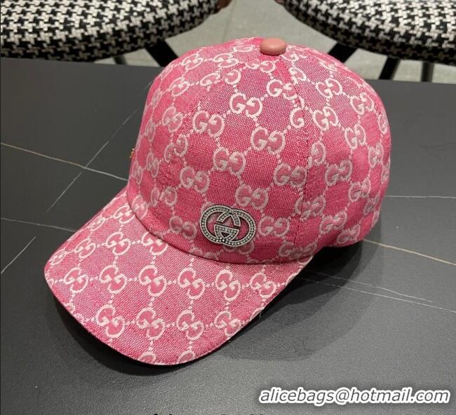 Famous Brand Gucci GG Canvas Baseball Hat with Strass GG111103 Pink 2025