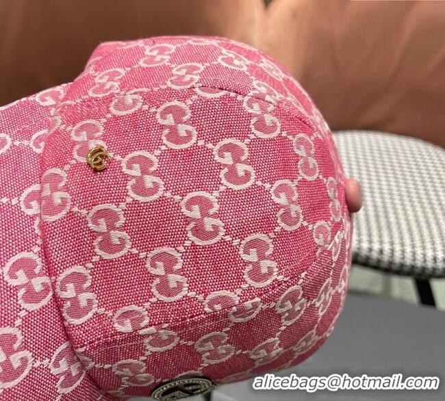 Famous Brand Gucci GG Canvas Baseball Hat with Strass GG111103 Pink 2025