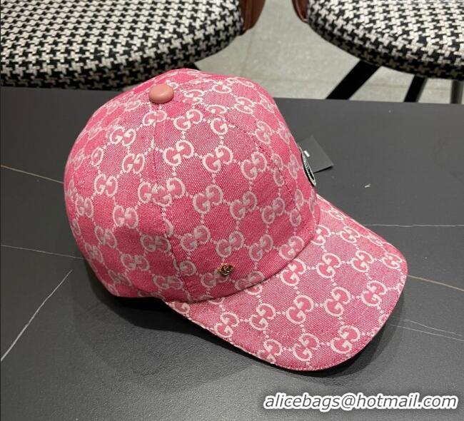 Famous Brand Gucci GG Canvas Baseball Hat with Strass GG111103 Pink 2025