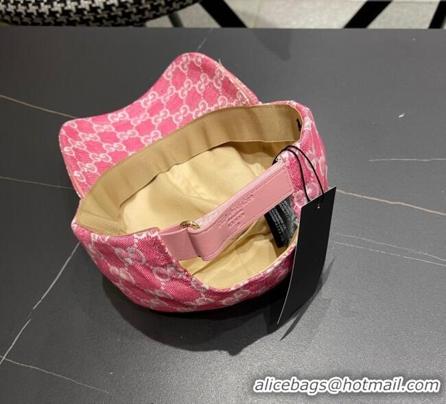 Famous Brand Gucci GG Canvas Baseball Hat with Strass GG111103 Pink 2025