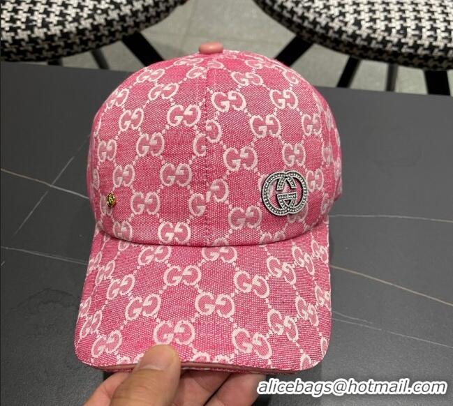 Famous Brand Gucci GG Canvas Baseball Hat with Strass GG111103 Pink 2025