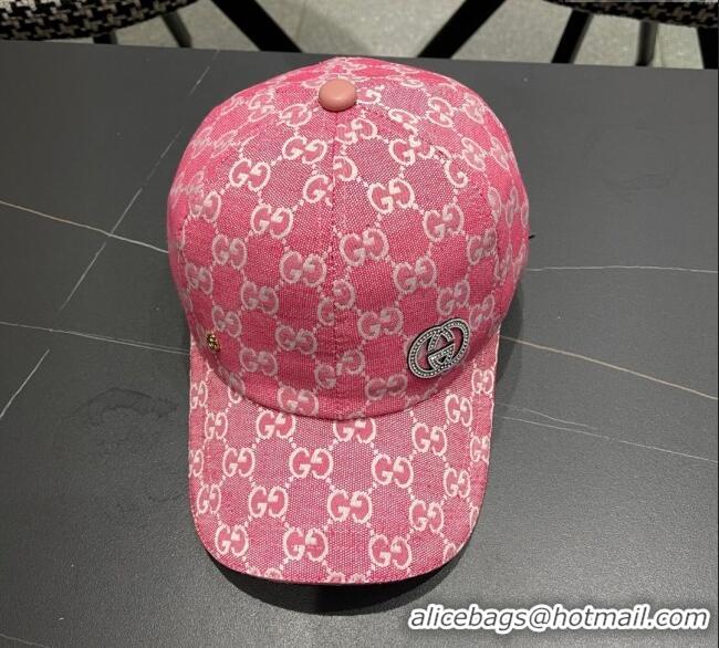 Famous Brand Gucci GG Canvas Baseball Hat with Strass GG111103 Pink 2025