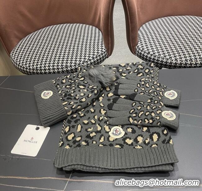 Inexpensive Moncler Wool Hat & Gloves & Scarf M103026 Deep Grey 2025
