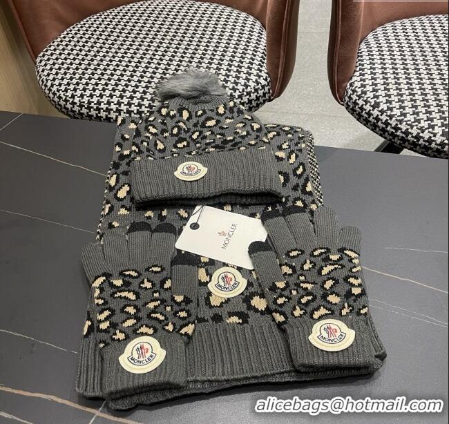 Inexpensive Moncler Wool Hat & Gloves & Scarf M103026 Deep Grey 2025