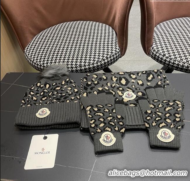 Inexpensive Moncler Wool Hat & Gloves & Scarf M103026 Deep Grey 2025