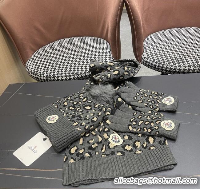 Inexpensive Moncler Wool Hat & Gloves & Scarf M103026 Deep Grey 2025