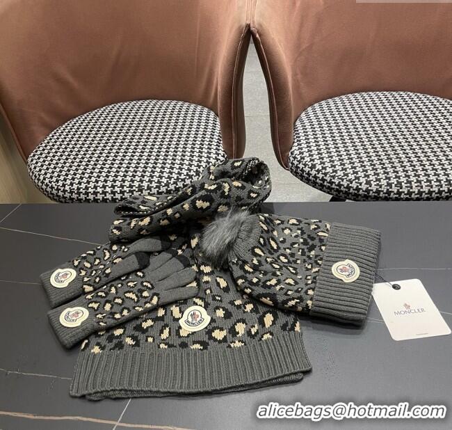 Inexpensive Moncler Wool Hat & Gloves & Scarf M103026 Deep Grey 2025