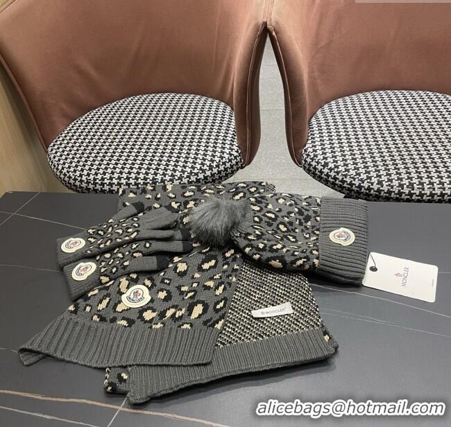 Inexpensive Moncler Wool Hat & Gloves & Scarf M103026 Deep Grey 2025