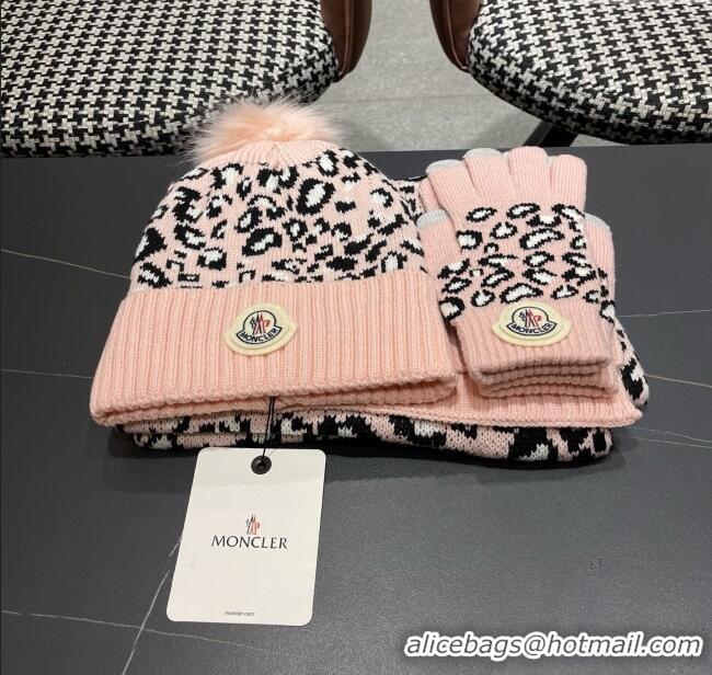 High Quality Moncler Wool Hat & Gloves & Scarf M103027 Pink 2025
