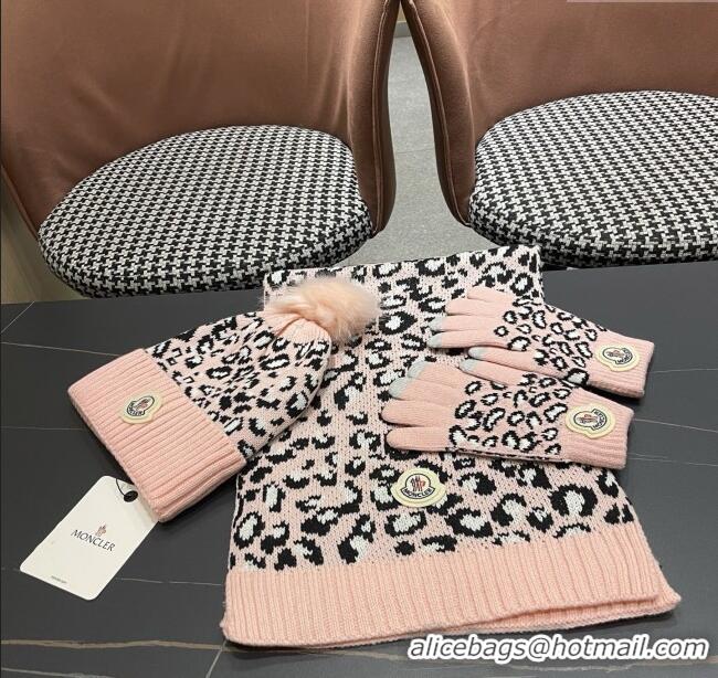 High Quality Moncler Wool Hat & Gloves & Scarf M103027 Pink 2025