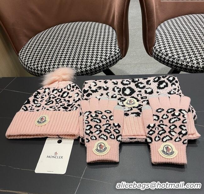High Quality Moncler Wool Hat & Gloves & Scarf M103027 Pink 2025