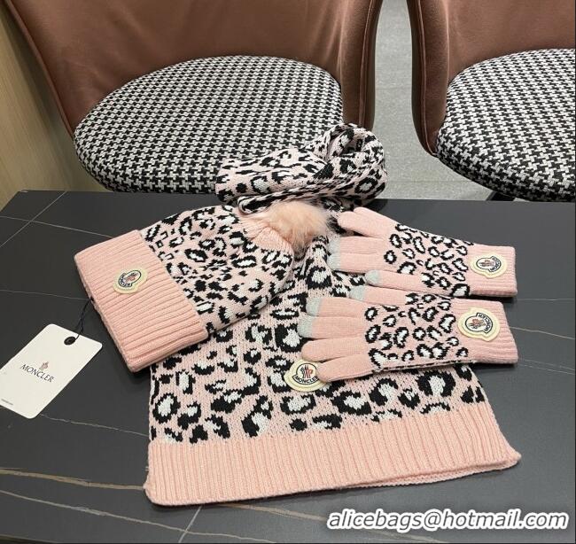 High Quality Moncler Wool Hat & Gloves & Scarf M103027 Pink 2025