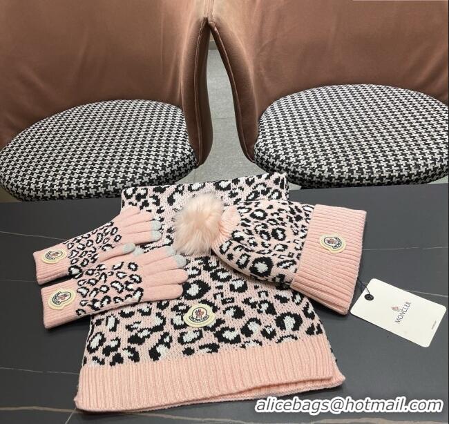 High Quality Moncler Wool Hat & Gloves & Scarf M103027 Pink 2025
