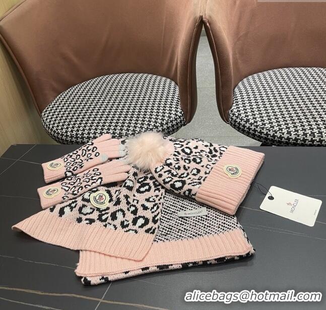 High Quality Moncler Wool Hat & Gloves & Scarf M103027 Pink 2025