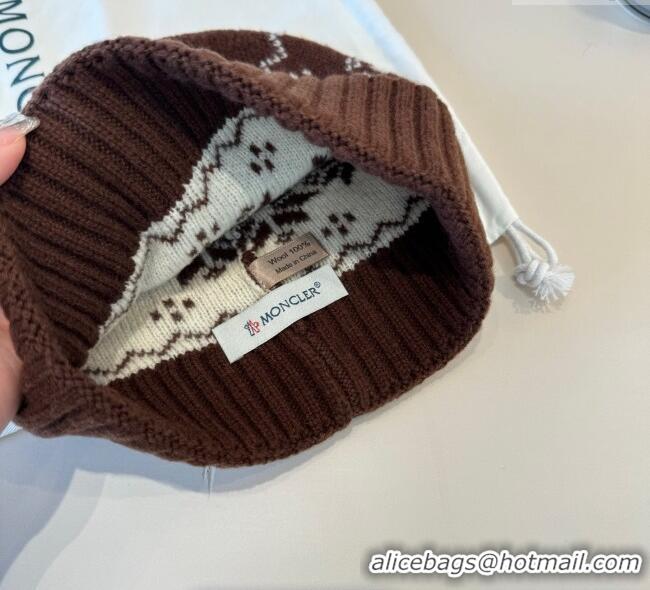 Original Cheap Moncler Knit Hat ML111102 Brown 2025