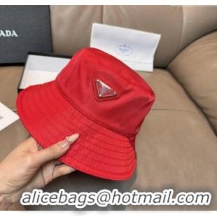 Grade Quality Prada Nylon Bucket Hat P103107 Red 2025