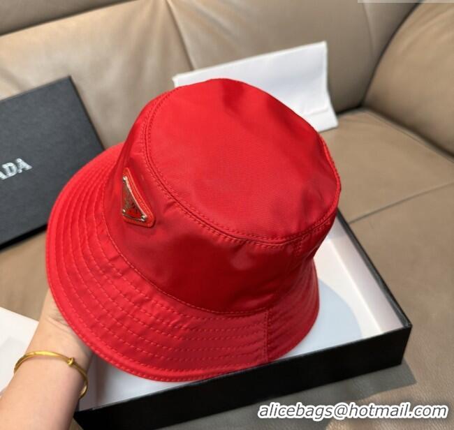 Grade Quality Prada Nylon Bucket Hat P103107 Red 2025