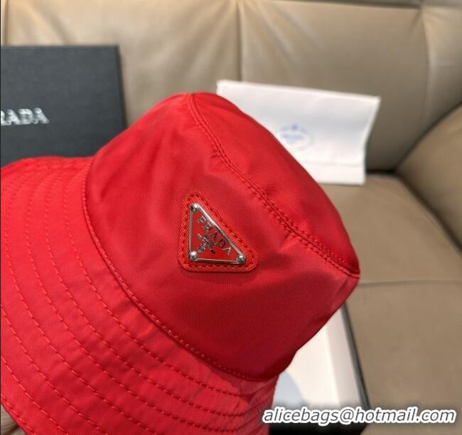 Grade Quality Prada Nylon Bucket Hat P103107 Red 2025