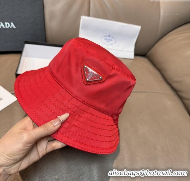 Grade Quality Prada Nylon Bucket Hat P103107 Red 2025