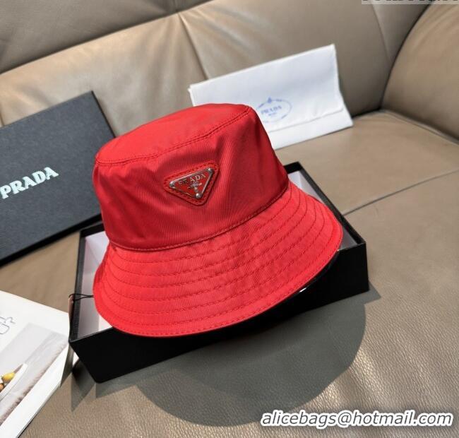 Grade Quality Prada Nylon Bucket Hat P103107 Red 2025