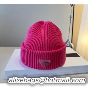 Super Quality Prada Knit Hat PR111101 Dark Pink 2025