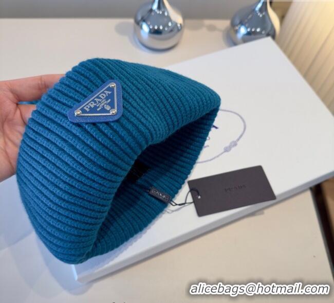 Best Price Discount Prada Knit Hat PR111101 Blue 2025