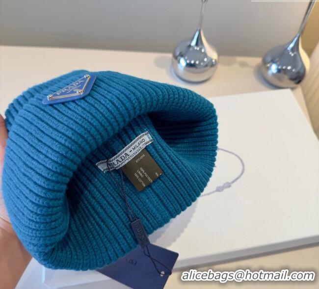 Best Price Discount Prada Knit Hat PR111101 Blue 2025
