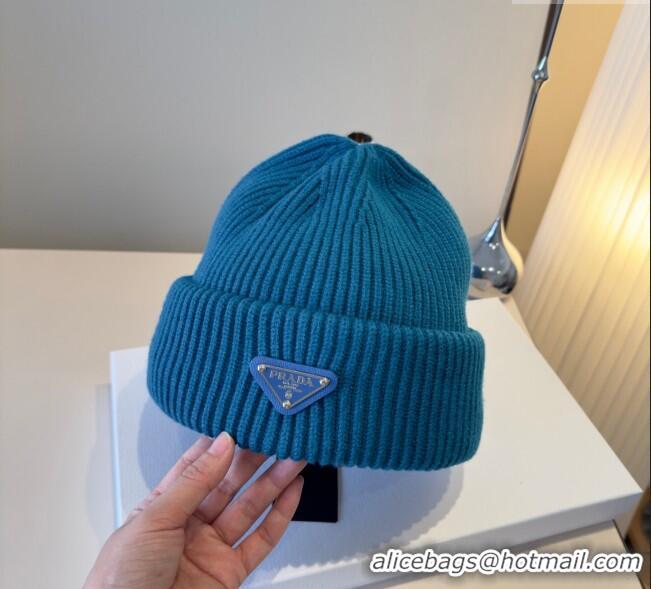 Best Price Discount Prada Knit Hat PR111101 Blue 2025