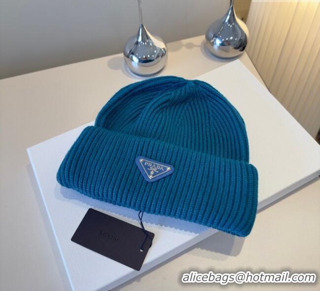 Best Price Discount Prada Knit Hat PR111101 Blue 2025