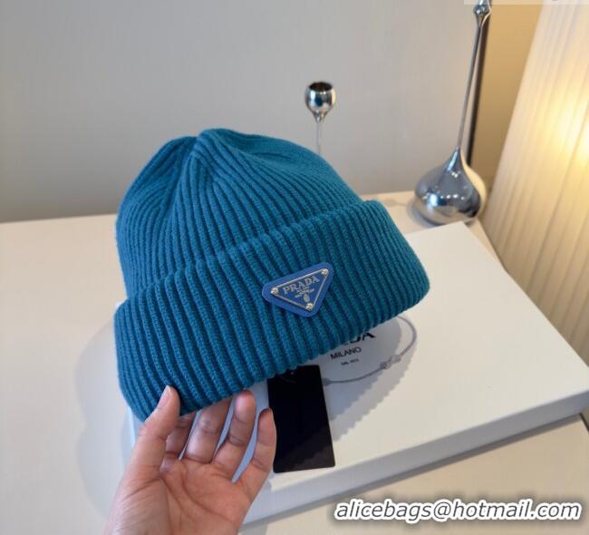 Best Price Discount Prada Knit Hat PR111101 Blue 2025
