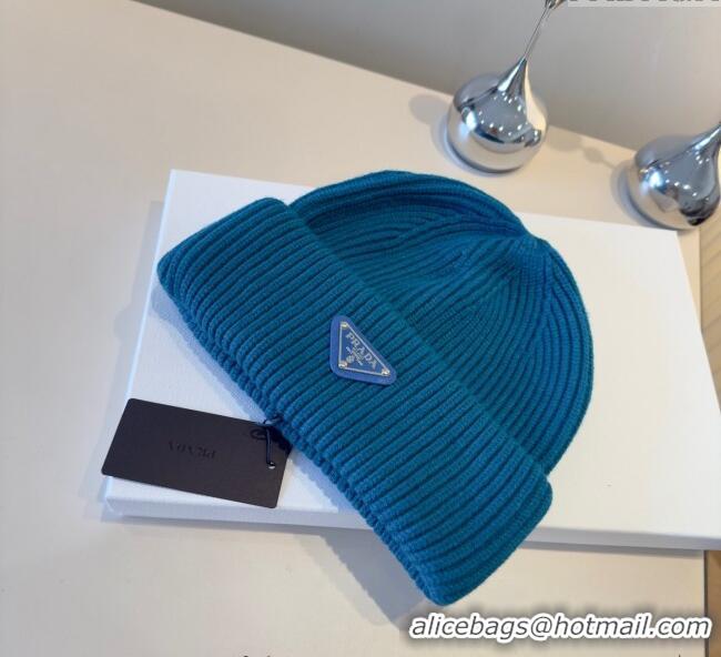 Best Price Discount Prada Knit Hat PR111101 Blue 2025