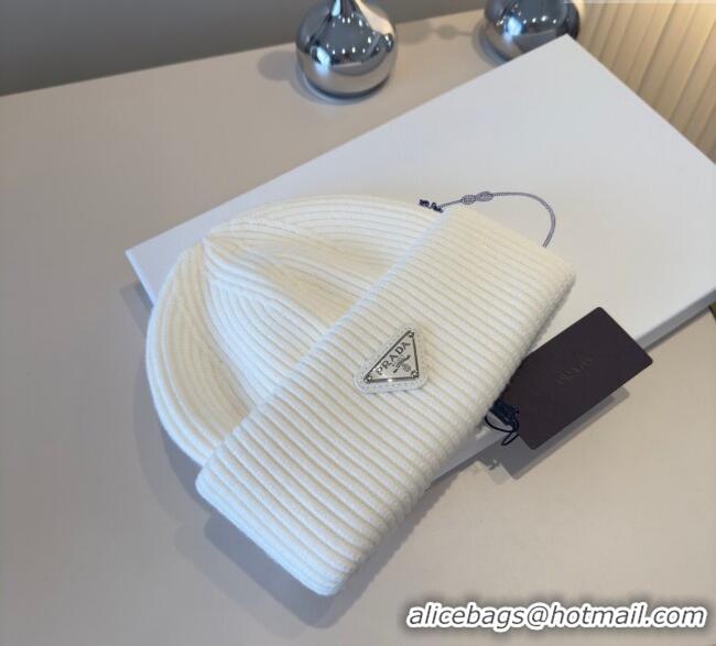 Well Crafted Prada Knit Hat PR111101 White 2025
