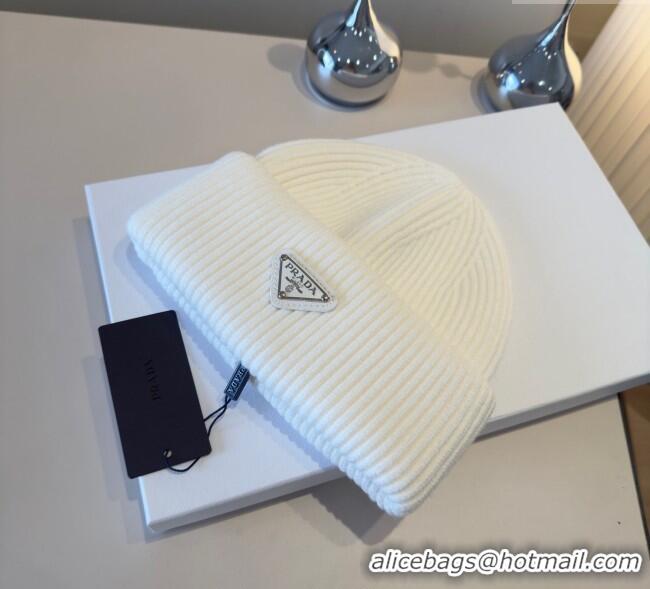 Well Crafted Prada Knit Hat PR111101 White 2025