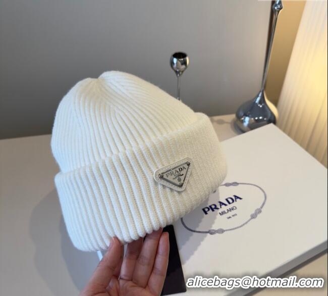 Well Crafted Prada Knit Hat PR111101 White 2025