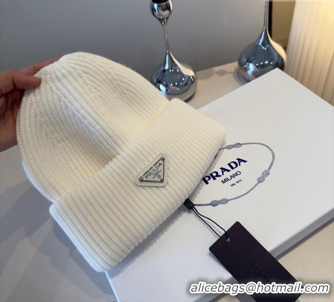 Well Crafted Prada Knit Hat PR111101 White 2025