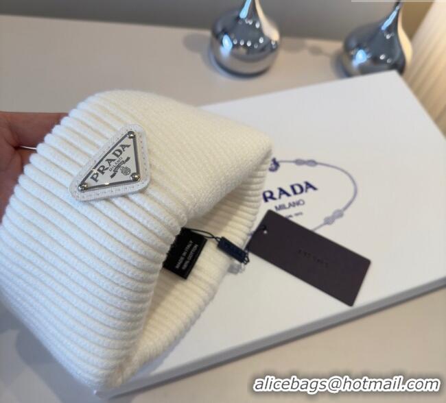 Well Crafted Prada Knit Hat PR111101 White 2025